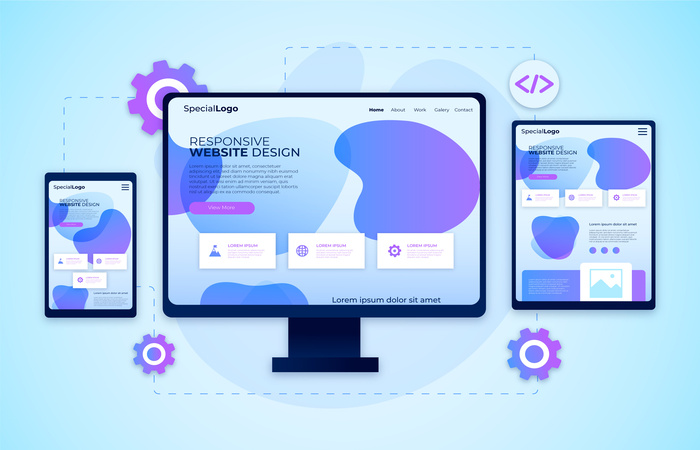 Mobile first web design displayed across smartphone and desktop devices