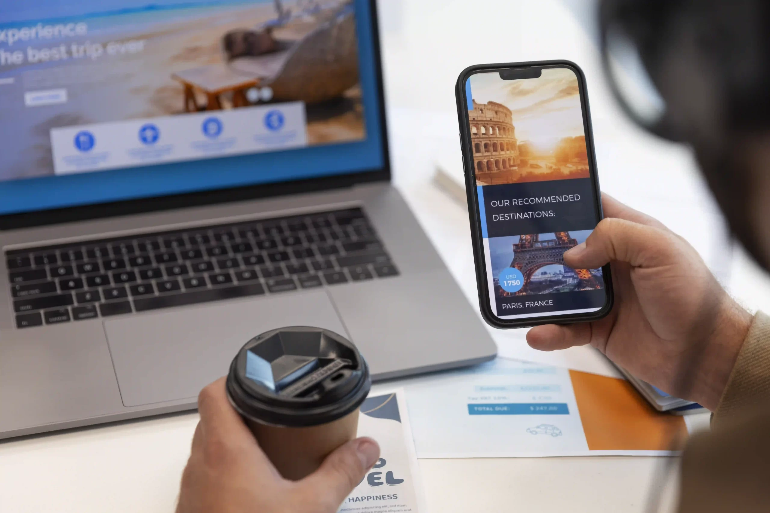 Mobile first web design showing a responsive website on smartphone and laptop screens