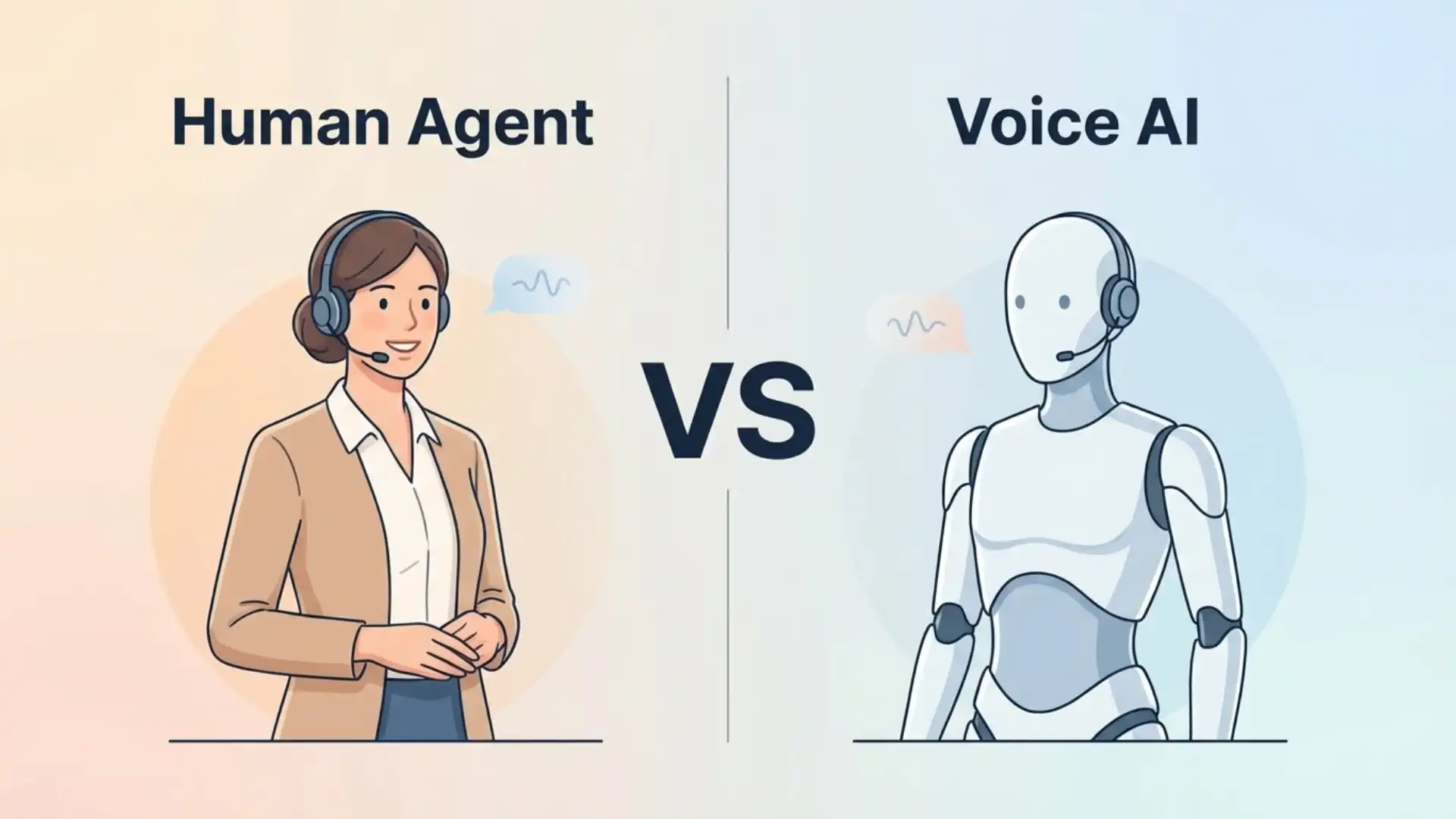 Voice AI vs human agent — business owner choosing between AI voice assistant and human customer service for UK SME