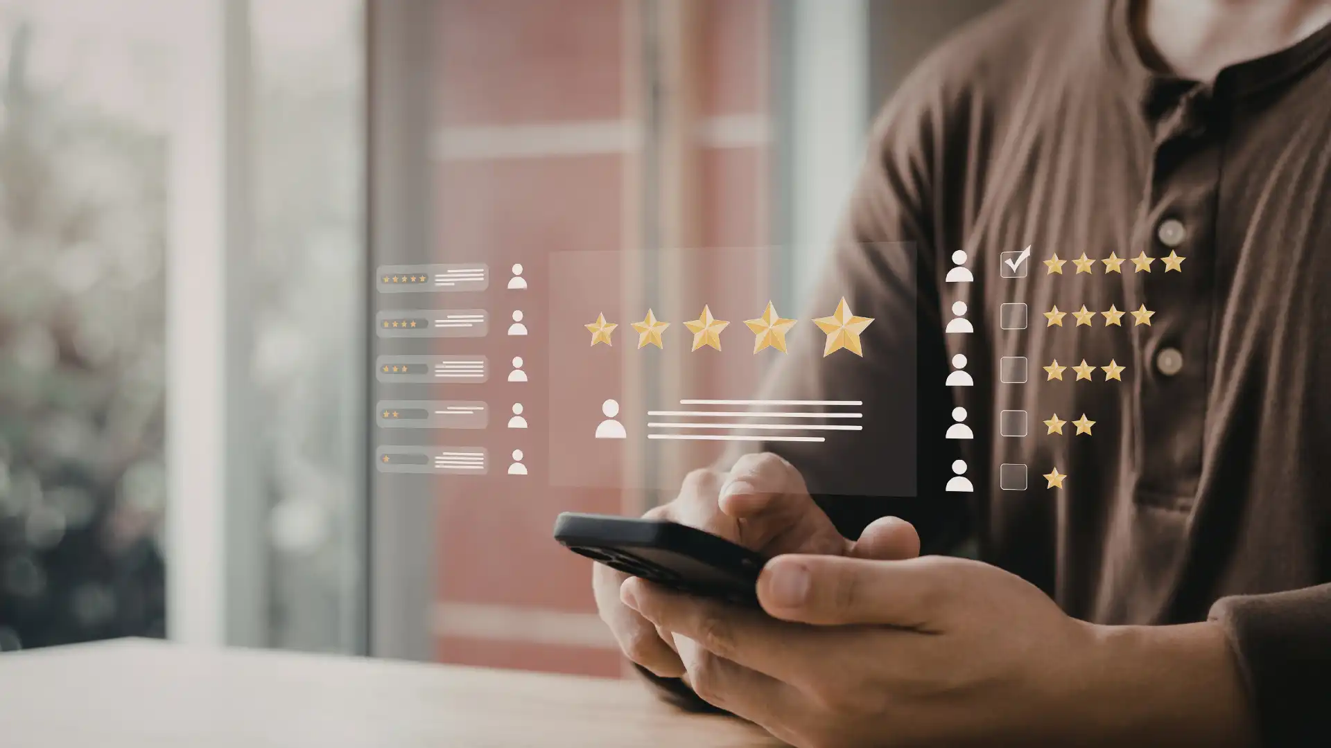 How to get more Google reviews — business owner viewing five-star Google review ratings on laptop screen