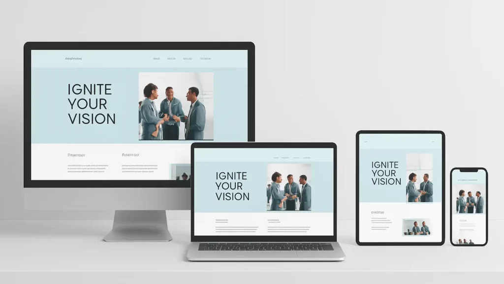 Responsive website design displayed on mobile app vs website devices