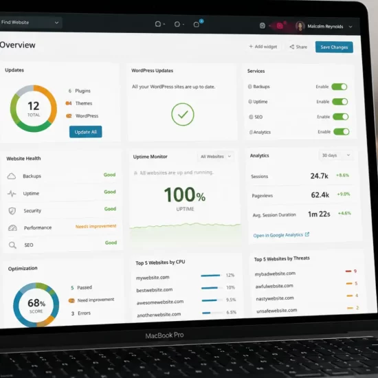 Website maintenance checklist open on laptop for business website support