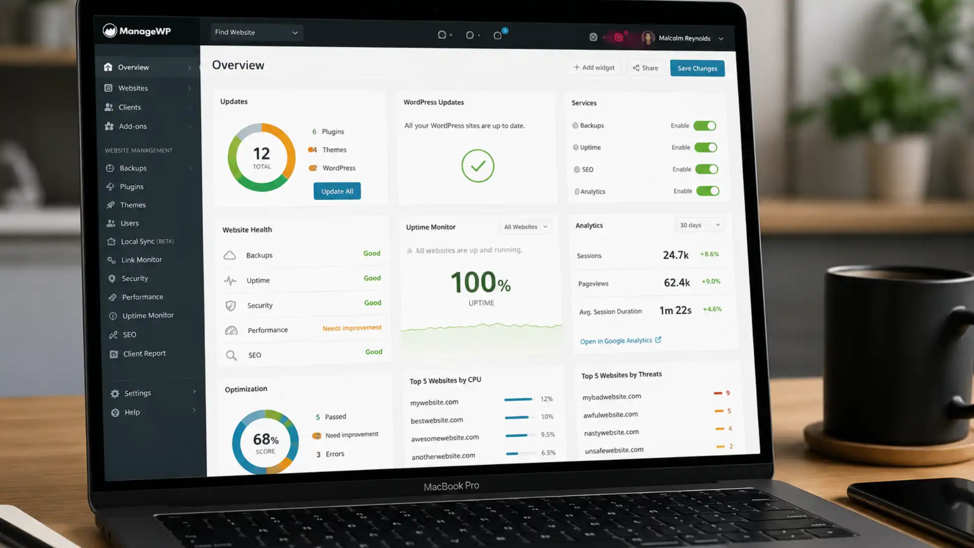 Website maintenance checklist open on laptop for business website support