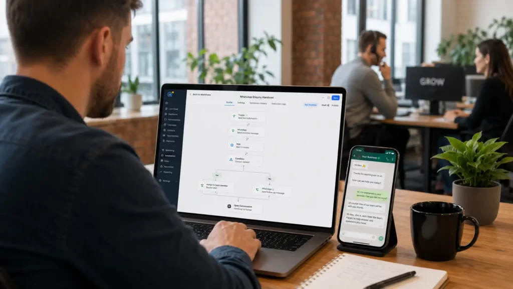 Automated WhatsApp messages with a smooth human handover for customer enquiries
