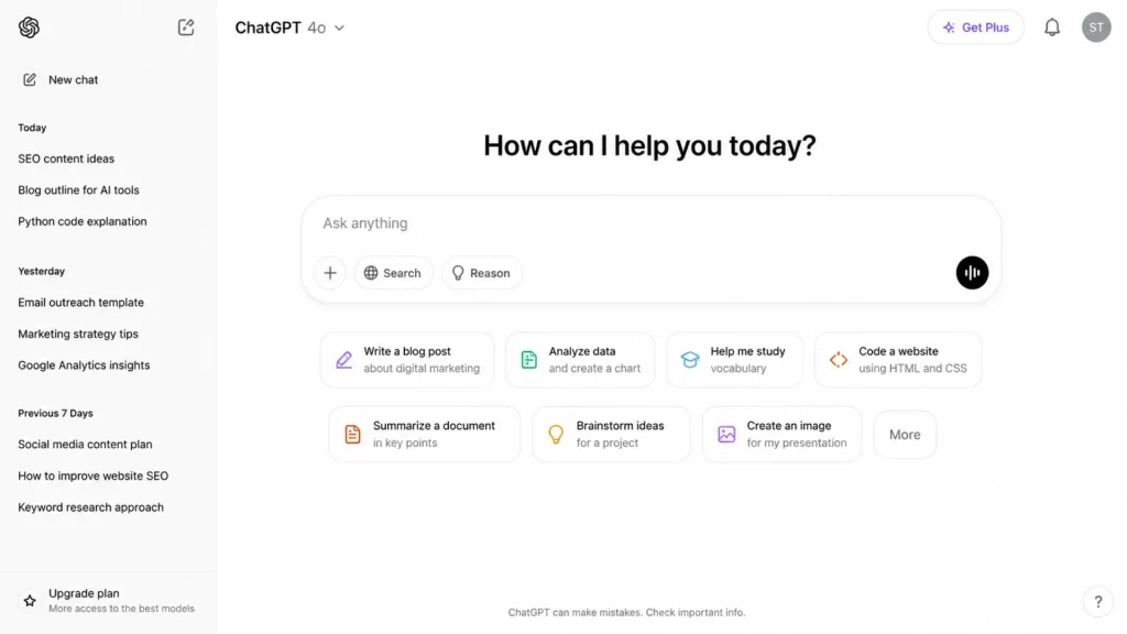 Free SEO tools using ChatGPT for keyword research, content ideas and website optimisation