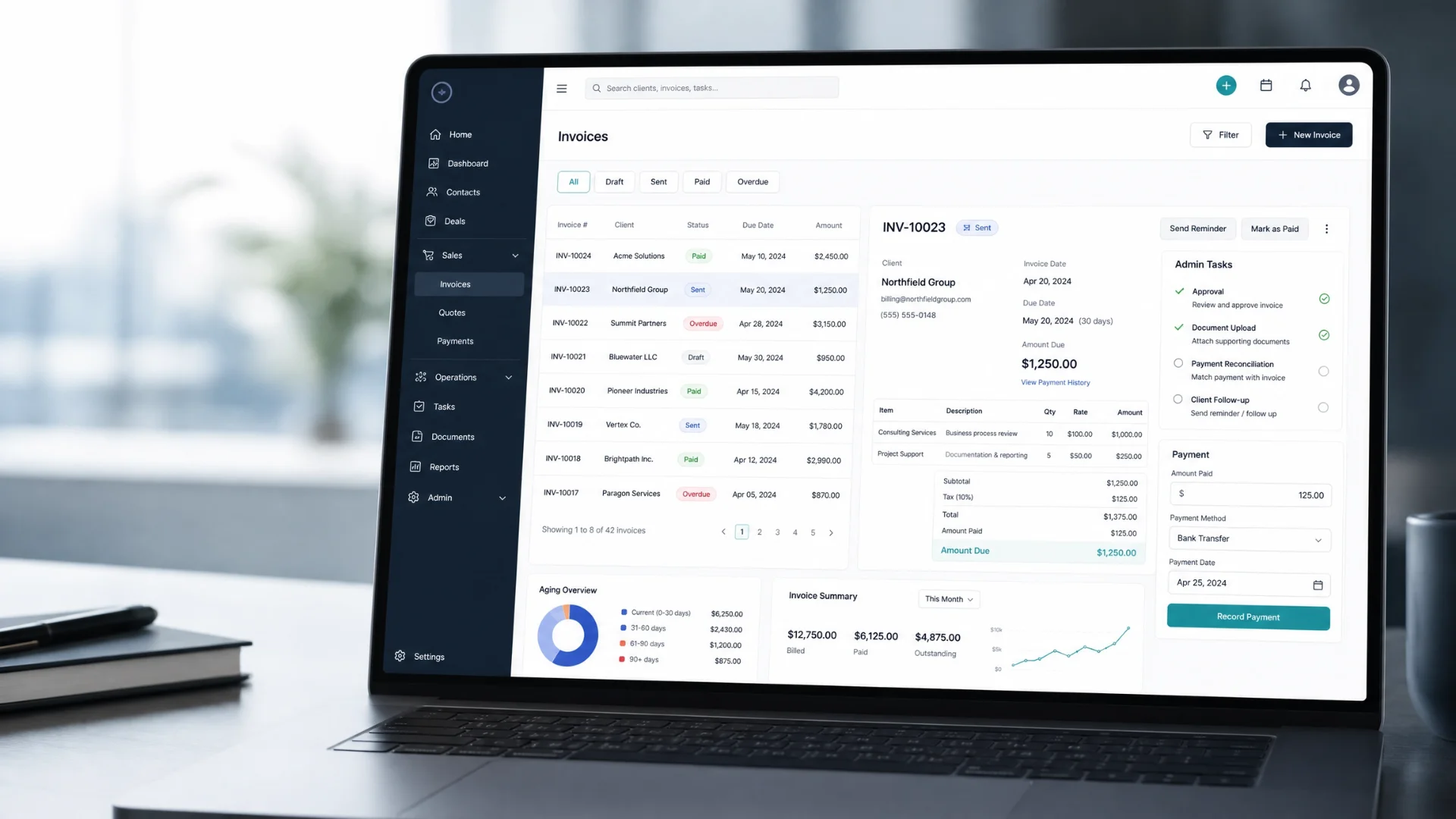 Finance team member reviewing an automated invoice processing exception