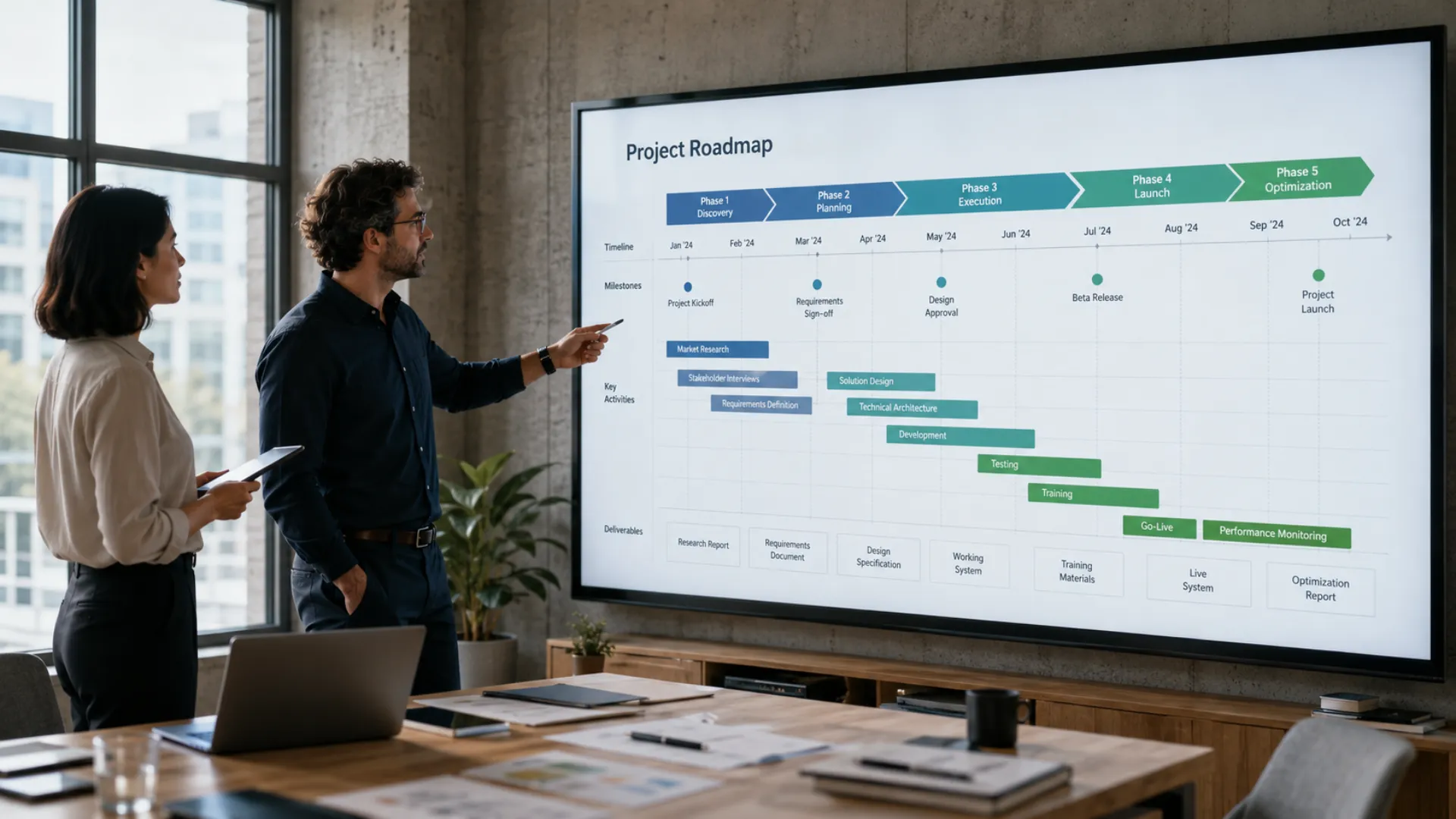 Mobile app development timeline mapped out during a project planning session